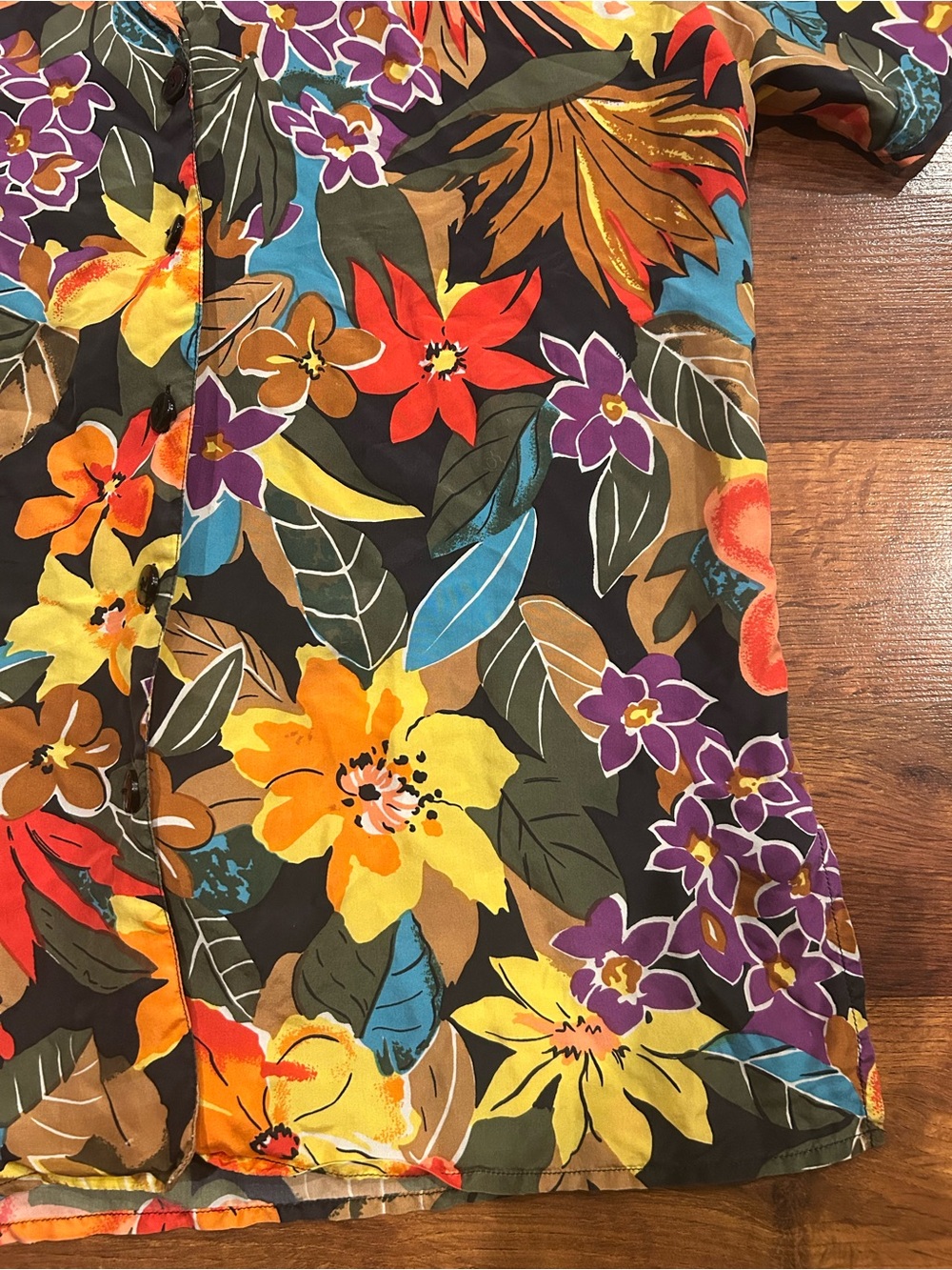 Vintage Colorful Floral Button Up 100% Silk Shirt Womens Small Options Melrose - Picture 2 of 5